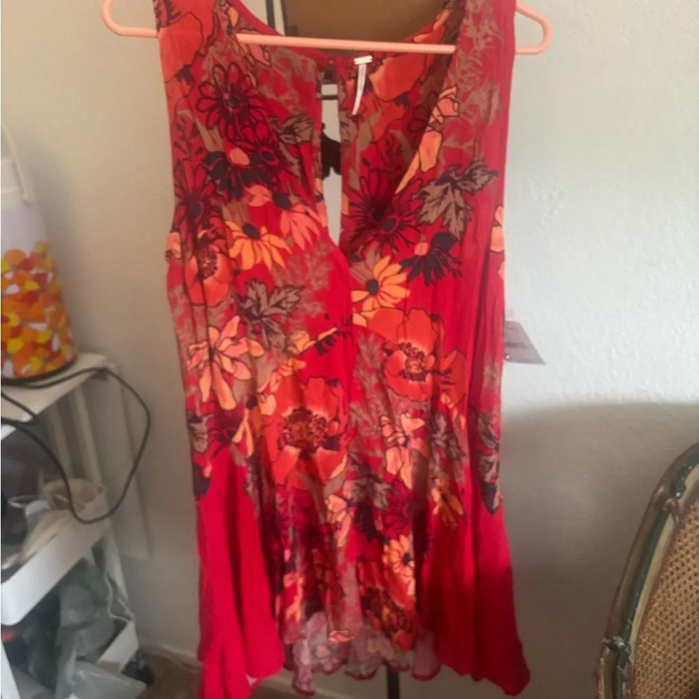NWT Free People Red Floral Dress - Picture 2 of 5